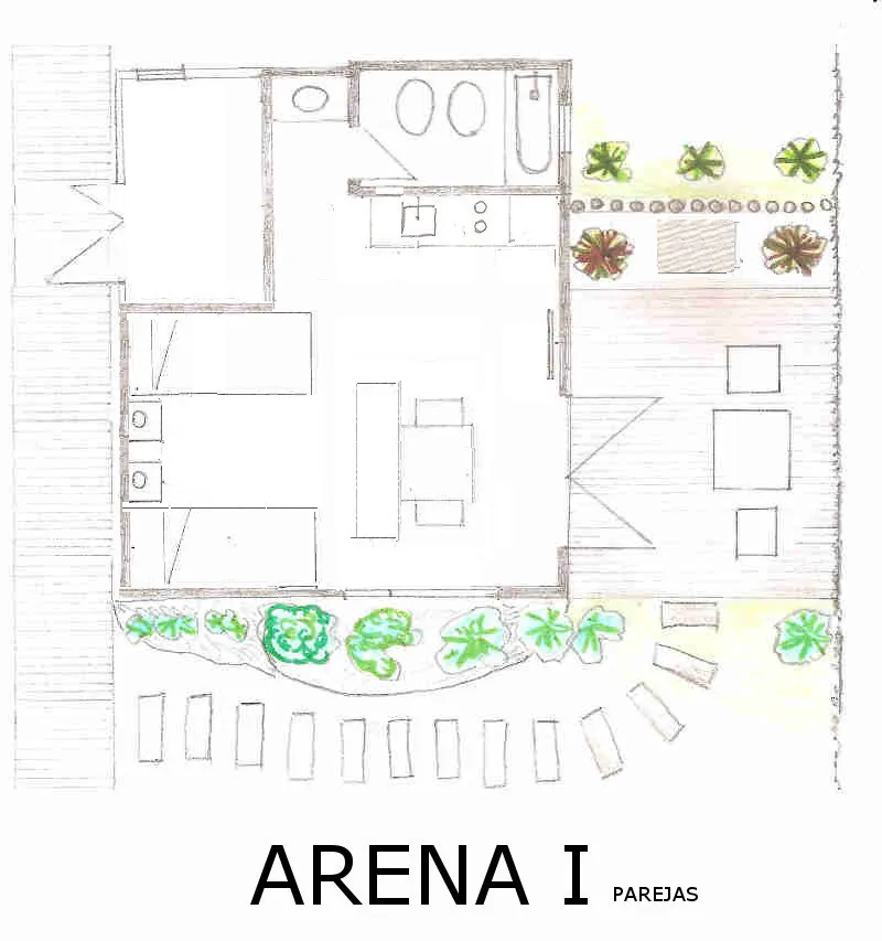 Plano: Arena I — con camas individuales